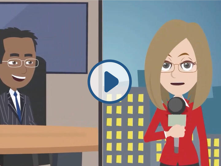 Thumbnail image of animated characters presenting news