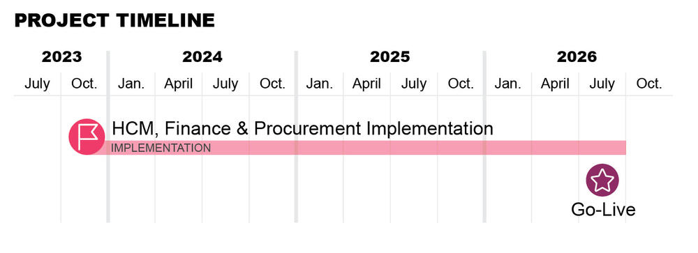 Project Timeline showing July 1, 2026 go-live date