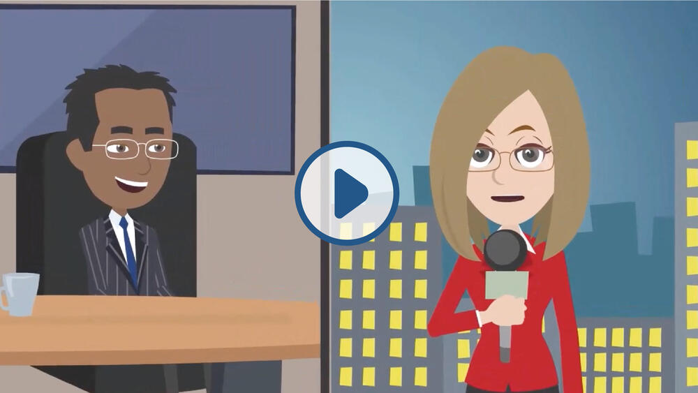 Thumbnail image of animated characters presenting news