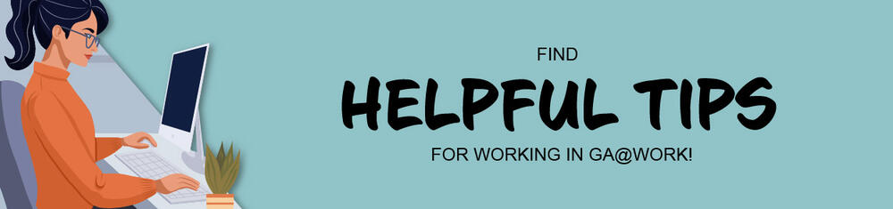 Helpful tips banner with woman working at her desk