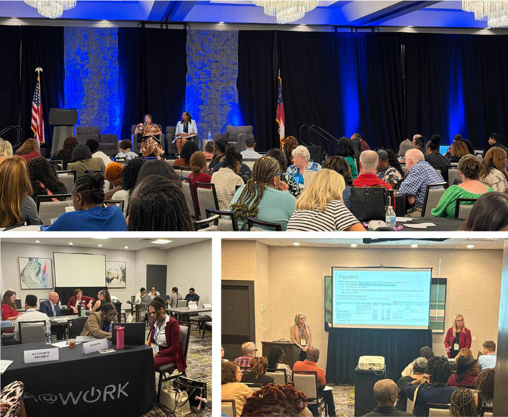 Images of attendees in conference rooms during FMC